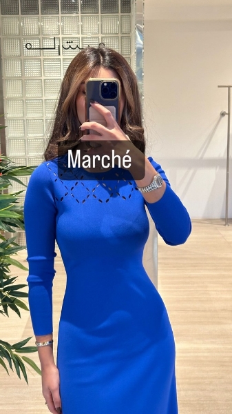 Picture of Crew Neck Long Sleeve Argyle Hollow Out Knitted Slim Dress